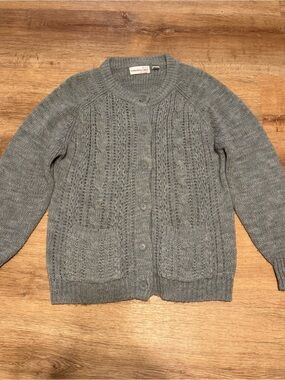 Vintage 80s Collections Plus Cable Knit Cardigan Grey 42/22W Grandmacore